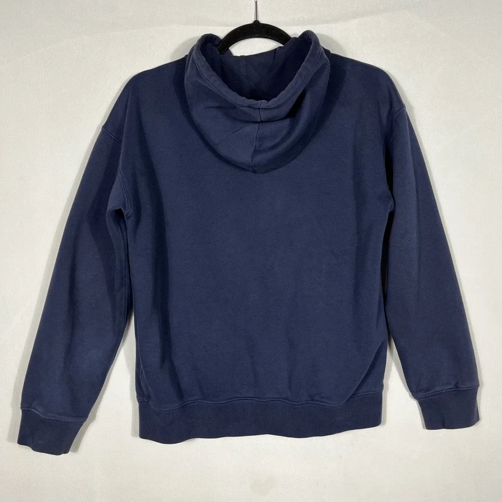 Vtg Y2K Gap Zip Up‎ Logo Hoodie Sweatshirt Kids XXL 14/16 Navy Blue Distressed